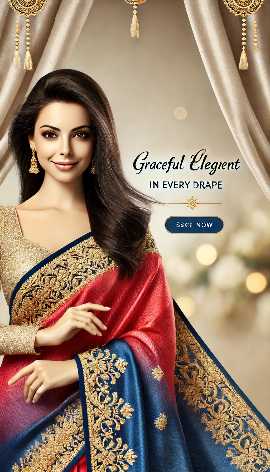 DALL·E 2025-03-05 11.34.49 – A beautiful and elegant Indian woman wearing a traditional saree in a mobile-friendly banner. The saree should have intricate embroidery and vibrant c